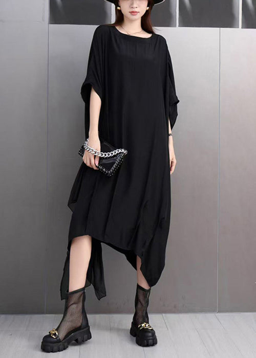 Loose White Square Collar Solid Dress Batwing Sleeve