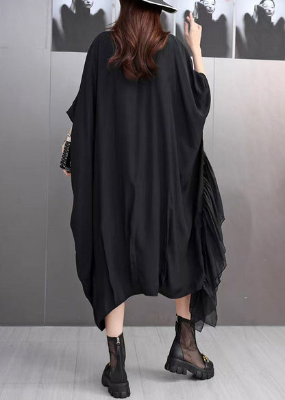 Loose White Square Collar Solid Dress Batwing Sleeve