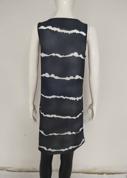 Loose White Striped Pockets Mid Dresses Summer
