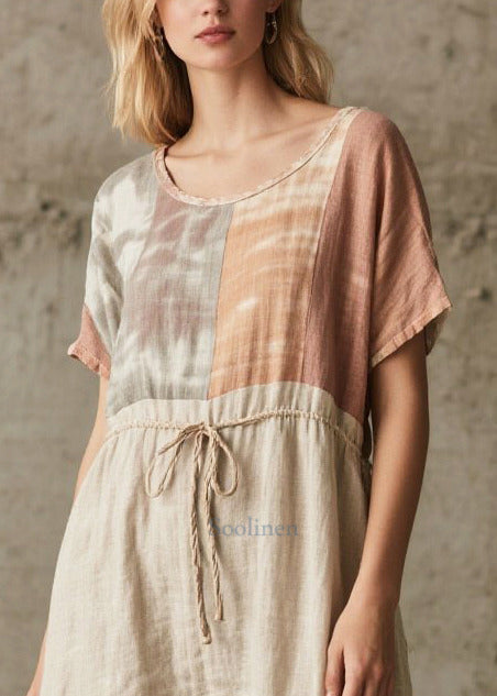 Loose White Tunic Patchwork Cotton Dresses Summer