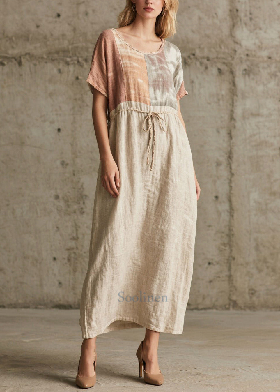 Loose White Tunic Patchwork Cotton Dresses Summer