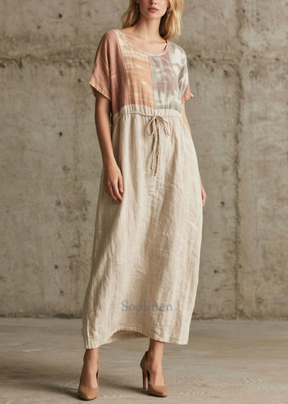 Loose White Tunic Patchwork Cotton Dresses Summer