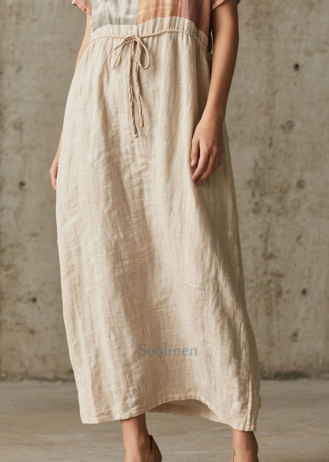 Loose White Tunic Patchwork Cotton Dresses Summer