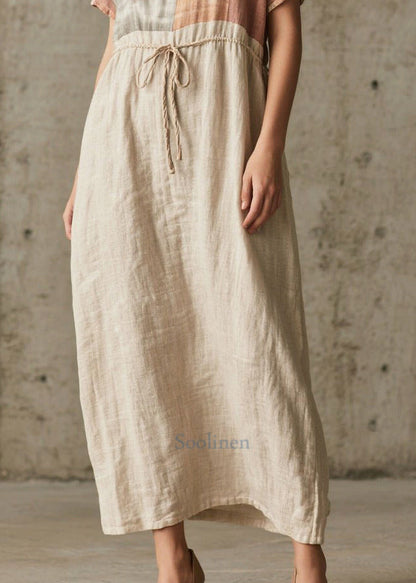 Loose White Tunic Patchwork Cotton Dresses Summer