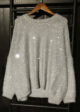 Load image into Gallery viewer, Loose Yellow O Neck Sequins Low High Design Knit Top Long Sleeve