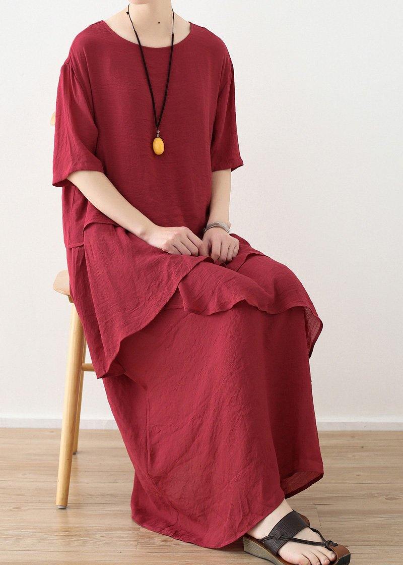 Loose black linen cotton dress plus size Shirts layered  Plus Size Clothing summer Dresses - SooLinen