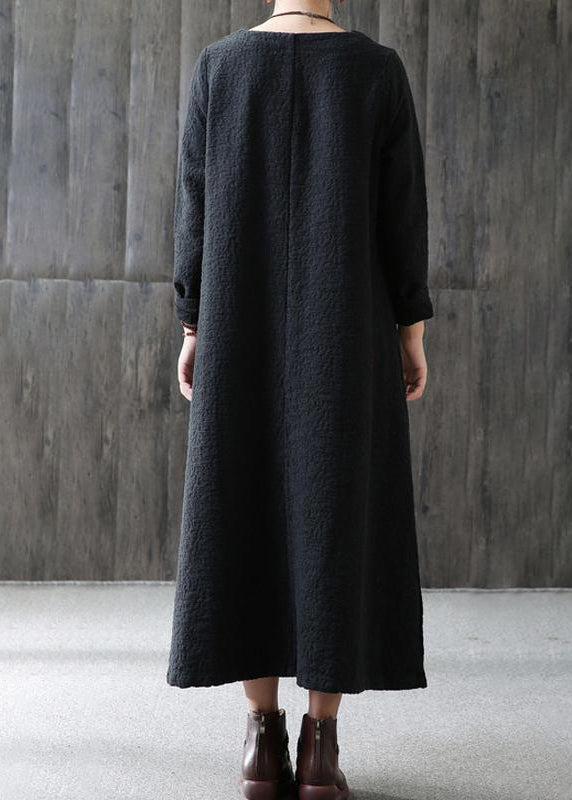 Loose cotton Wardrobes Vintage A-line Long Sleeve Cotton Loose Retro Dress