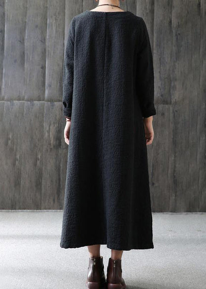 Loose cotton Wardrobes Vintage A-line Long Sleeve Cotton Loose Retro Dress