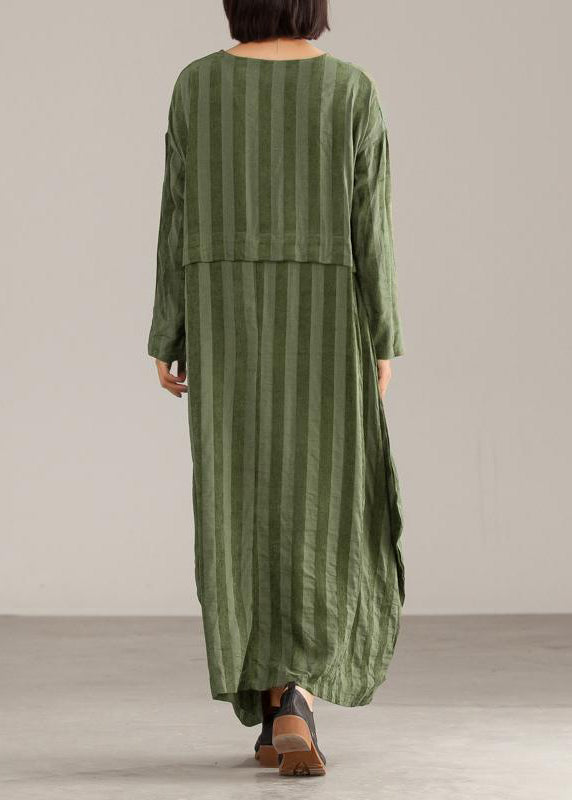 Loose cotton tunics for women Casual Striped Women Casual Loose O-neck Maxi Dress