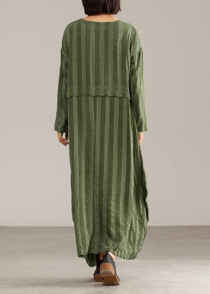 Loose cotton tunics for women Casual Striped Women Casual Loose O-neck Maxi Dress