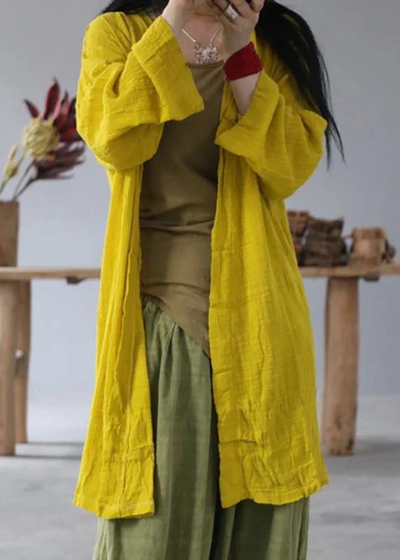 Loose linen cotton carigan for women Fitted Simple Solid Color Sun Protection Shirt Coat - SooLinen