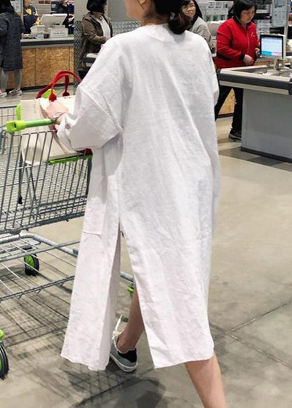 Loose pockets side open fine Coats Women black box women cardigan - SooLinen