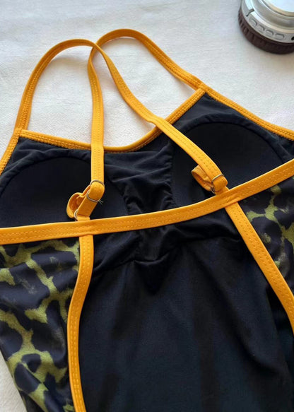 Luxury Green Leopard Print Swiming Bodysuit