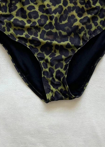 Luxury Green Leopard Print Swiming Bodysuit