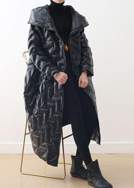 Luxury black warm warm winter coat plussize hoodeddown jacket GlossyNew coats - SooLinen