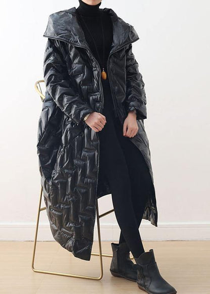 Luxury black warm warm winter coat plussize hoodeddown jacket GlossyNew coats - SooLinen