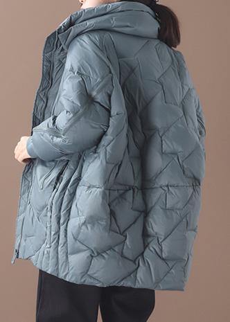 Luxury green duck down coat plus size clothing stand collar down jacket zippered Elegant overcoat - SooLinen