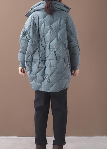 Luxury green duck down coat plus size clothing stand collar down jacket zippered Elegant overcoat - SooLinen