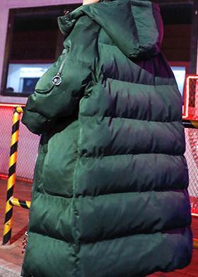 Luxury green winter parkas Loose fitting snow jackets winter hooded zippered coats - SooLinen