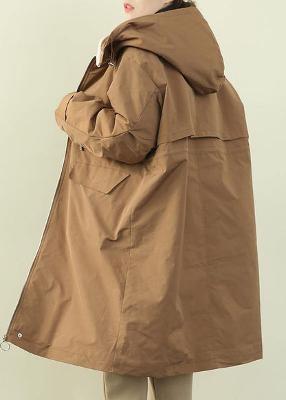 Luxury khaki casual outfit plus size clothing down jacket hooded zippered winter outwear - SooLinen