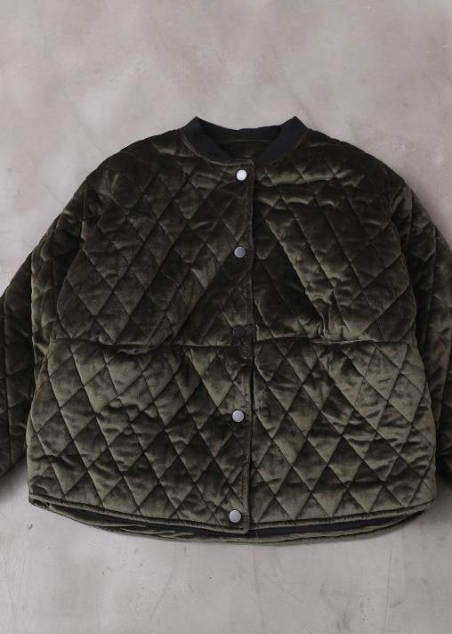 Luxury plus size clothing winter jacket two pockets winter outwear green thick womens coats - SooLinen