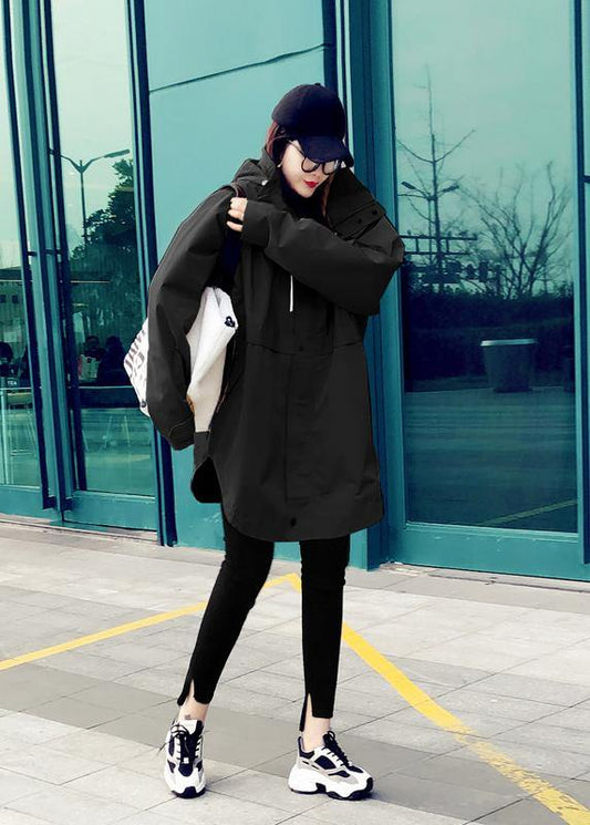 Luxury plus size womens parka overcoat black hooded pockets down coat winter - SooLinen