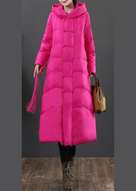 Luxury trendy plus size snow jackets Jackets rose hooded zippered down jacket - SooLinen
