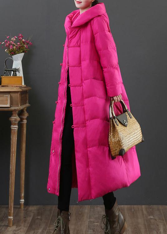 Luxury trendy plus size snow jackets Jackets rose hooded zippered down jacket - SooLinen