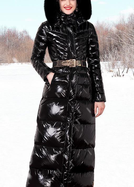 Luxury trendy plus size womens parka hooded Jackets black fur collar duck down coat - SooLinen