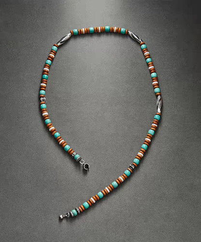 Men Rainbow Sterling Silver Beading Lariat Necklace