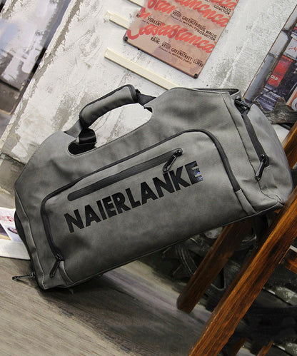 Men's Dark Gray Large Capacity Faux Leather Duffel Bag