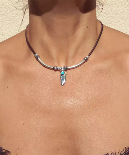 Minimalist Leather Geometric Alloy Pendant Versatile Fashion Necklace
