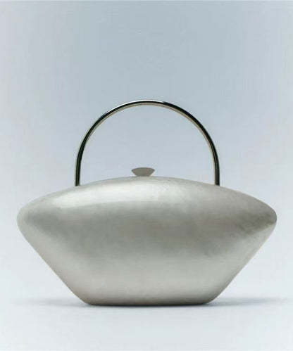 Modern Acrylic Pearl White Asymmetrical Metal Tote