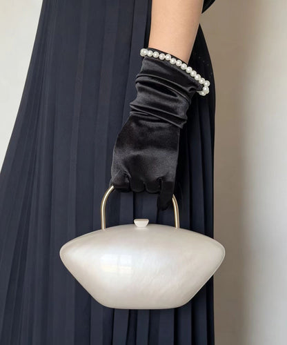 Modern Acrylic Pearl White Asymmetrical Metal Tote