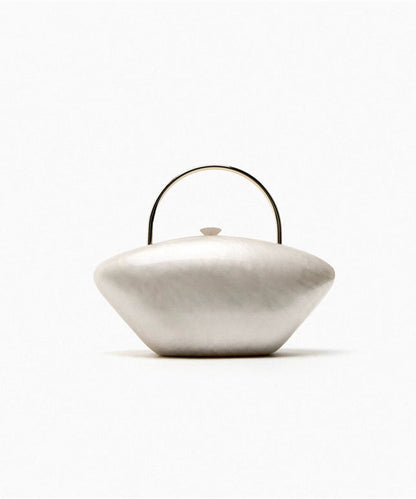 Modern Acrylic Pearl White Asymmetrical Metal Tote