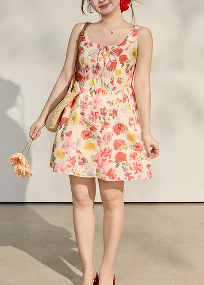 Modern Apricot Print Chiffon Cami Dresses Summer