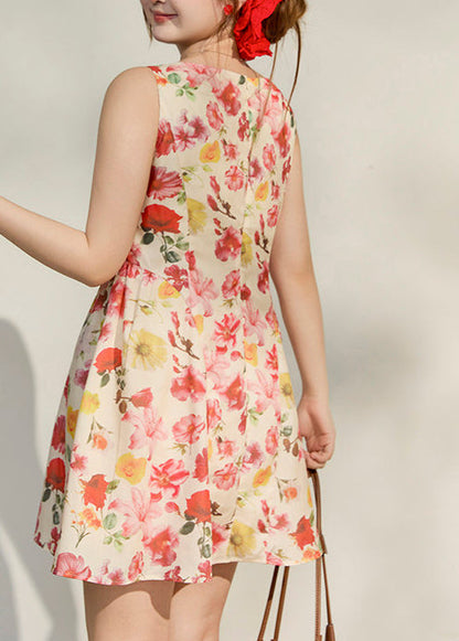 Modern Apricot Print Chiffon Cami Dresses Summer