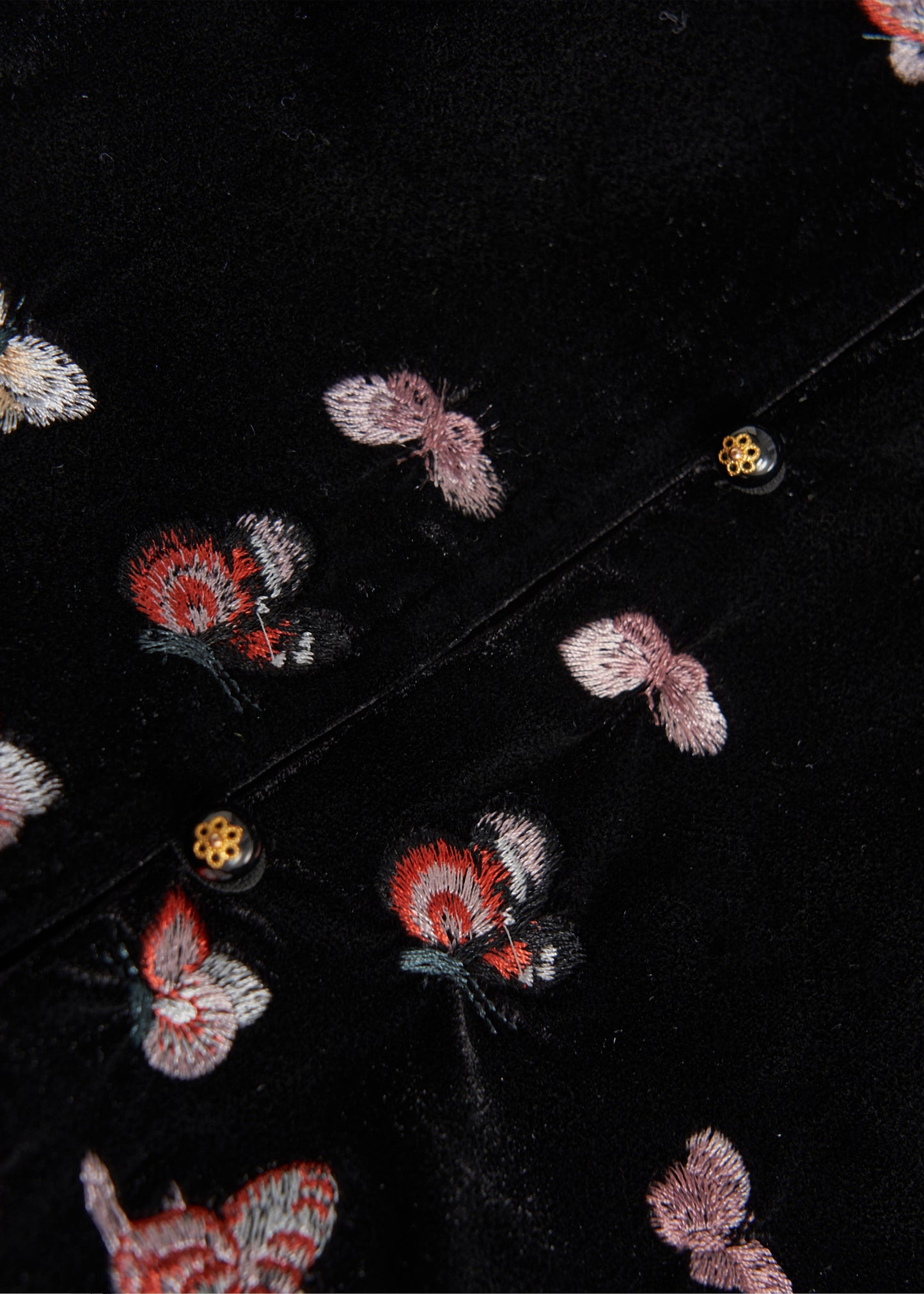 Modern Black Embroidered Butterfly Silk Velvet Vest Fall