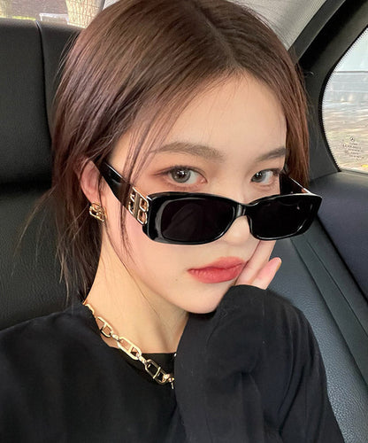 Modern Black Resin Patchwork UV Protection Sunglasses