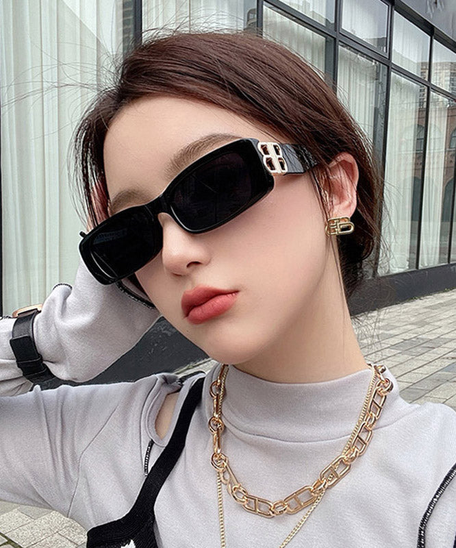 Modern Black Resin Patchwork UV Protection Sunglasses