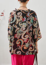 Load image into Gallery viewer, Modern Black Ruffled Print Linen Blouse Tops Summer