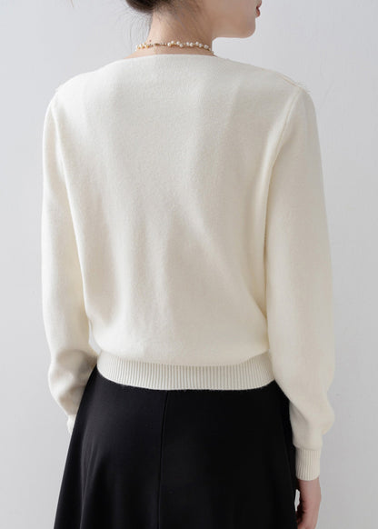 Modern Black V Neck Lace Patchwork Knit Sweaters Spring