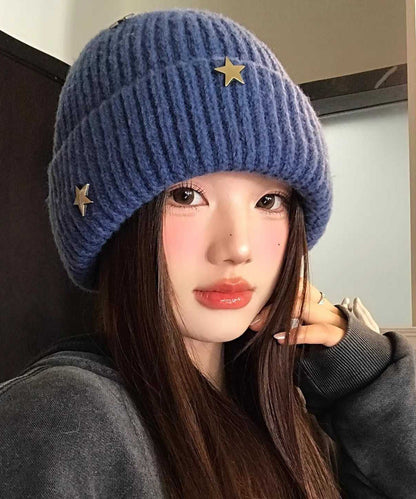 Modern Blue Star Warm Knit Bonnie Hat