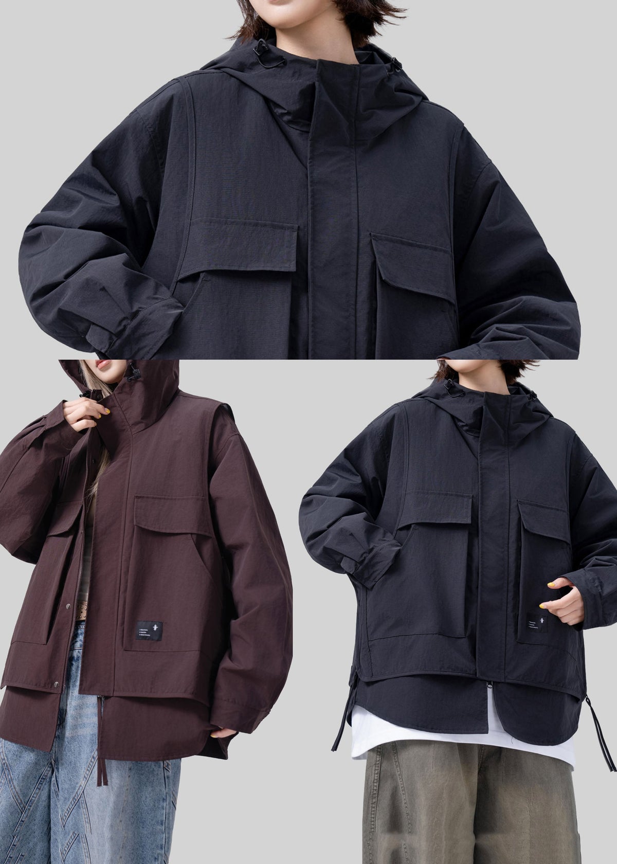 Modern Brown Oversized Patchwork Cotton Trench Coats Fall