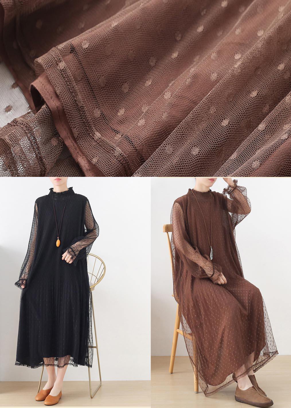 Modern Chocolate Patchwork Holiday Summer Chiffon Dress - SooLinen
