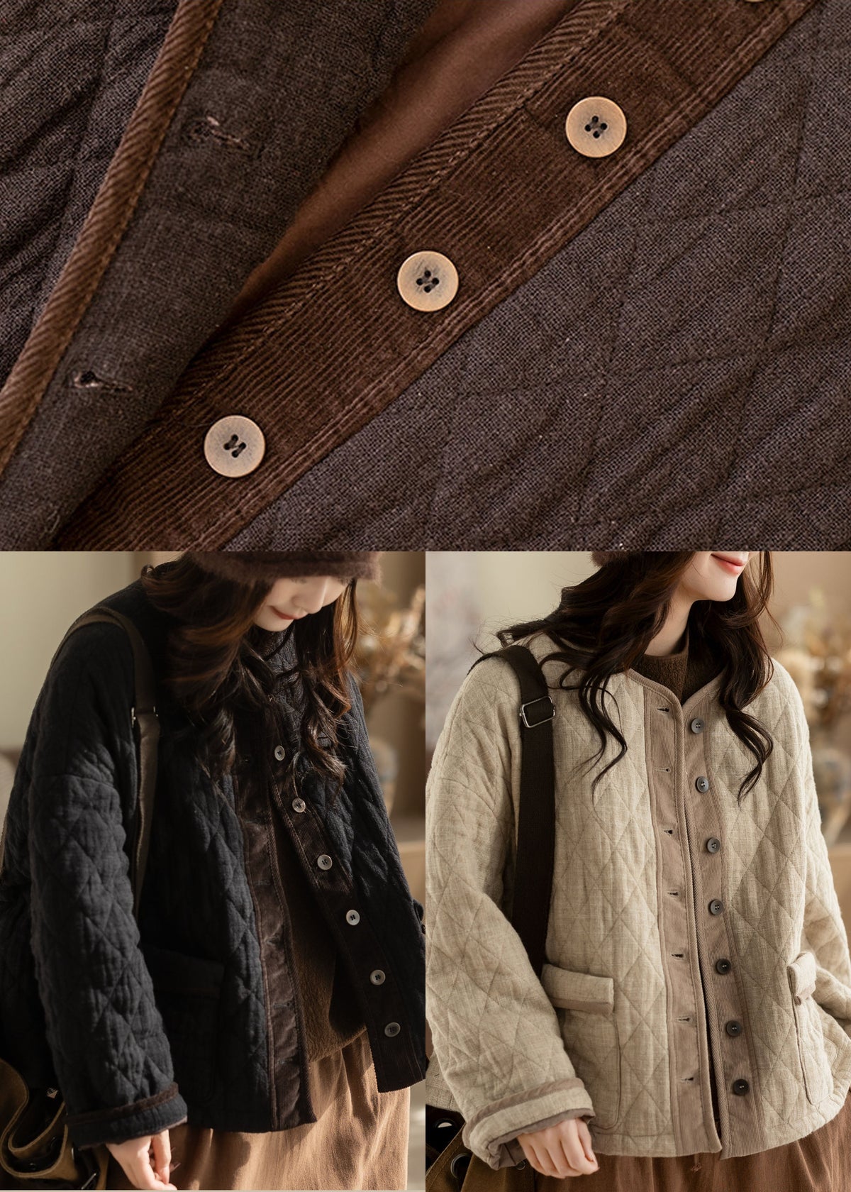 Modern Chocolate Warm Fine Cotton Filled Linen Coats Winter
