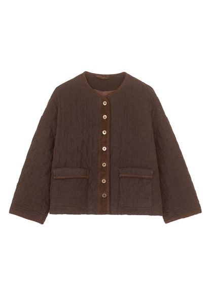 Modern Chocolate Warm Fine Cotton Filled Linen Coats Winter