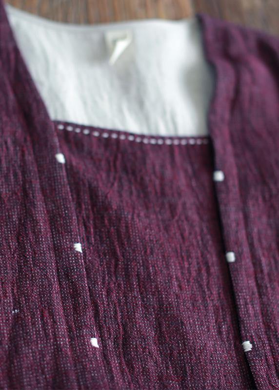 Modern Collar Wrinkled Spring dresses Tutorials Purple Dress - SooLinen