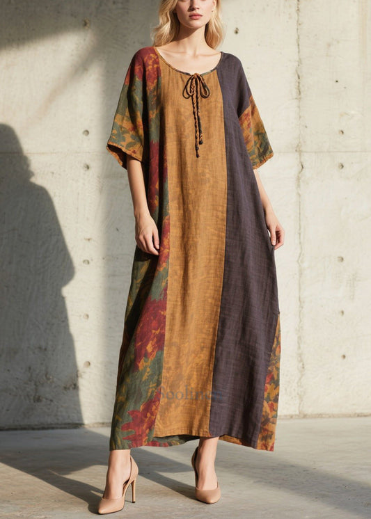 Modern Colorblock Oversized Patchwork Cotton Holiday Dress Summer