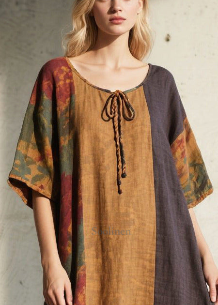 Modern Colorblock Oversized Patchwork Cotton Holiday Dress Summer